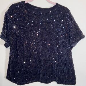 Black Sequin Women's Top